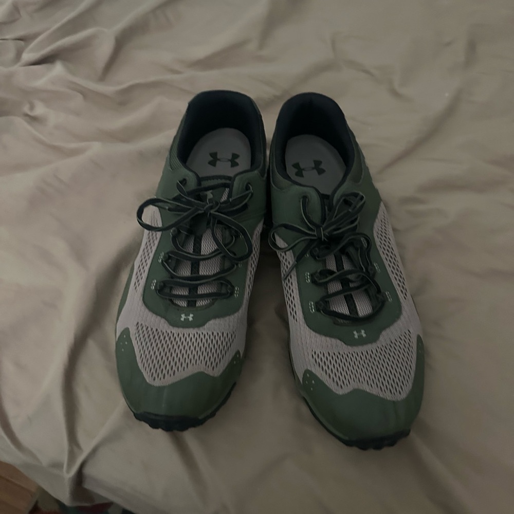 Under Armour Olive and Light Gray Sneakers 14